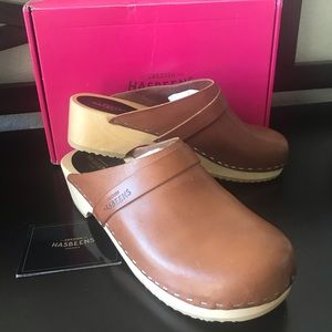 Swedish Hasbeens Husband Clogs low cognac 40